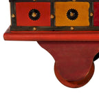Boîte de rangement en bois d'acacia massif avec couvercle – Rouge, 110 x 40 x 40 cm