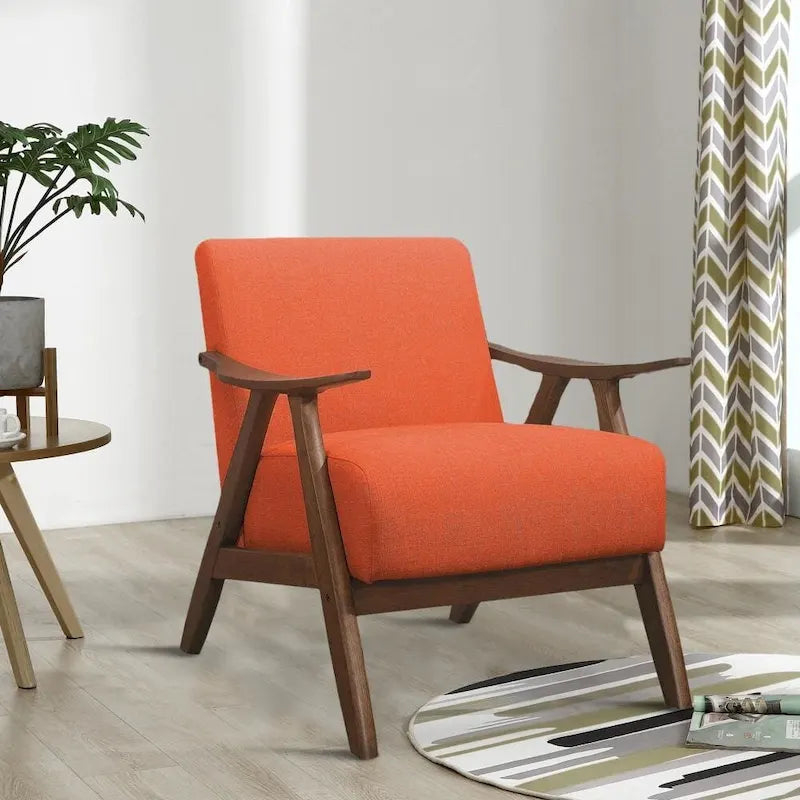 Fauteuil d'appoint avec accoudoirs incurvés et assise rembourrée – Orange