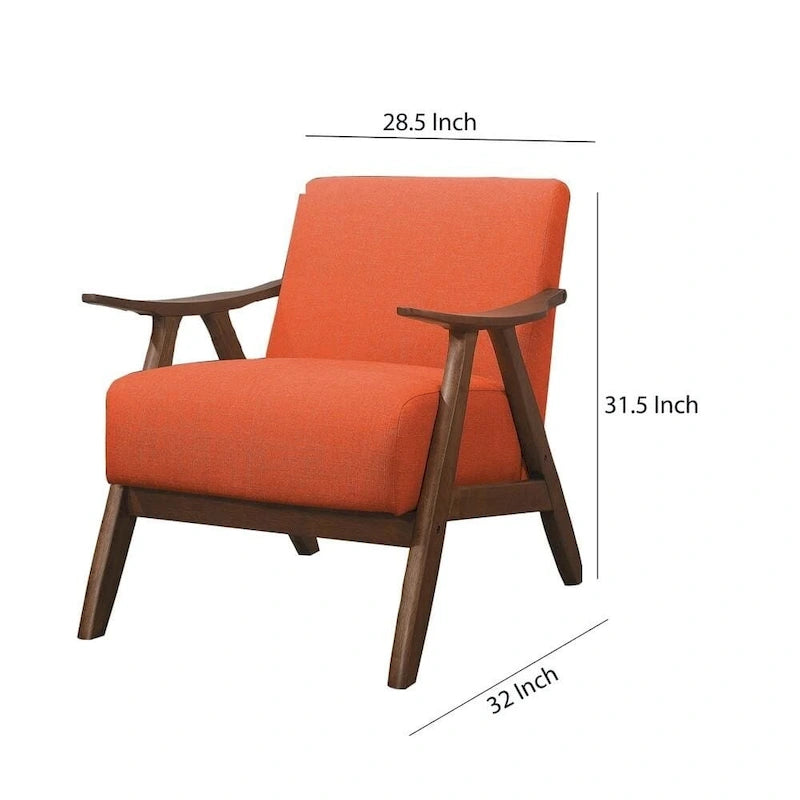 Fauteuil d'appoint avec accoudoirs incurvés et assise rembourrée – Orange
