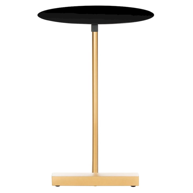 Table d'appoint ronde en forme de C avec cadre en métal doré