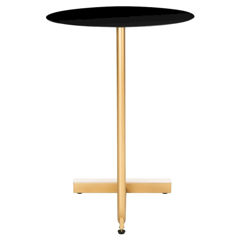 Table d'appoint ronde en forme de C avec cadre en métal doré