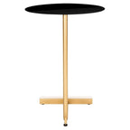 Table d'appoint ronde en forme de C avec cadre en métal doré