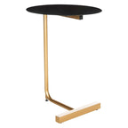 Table d'appoint ronde en forme de C avec cadre en métal doré