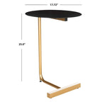 Table d'appoint ronde en forme de C avec cadre en métal doré