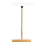Table d'appoint ronde en forme de C avec cadre en métal doré