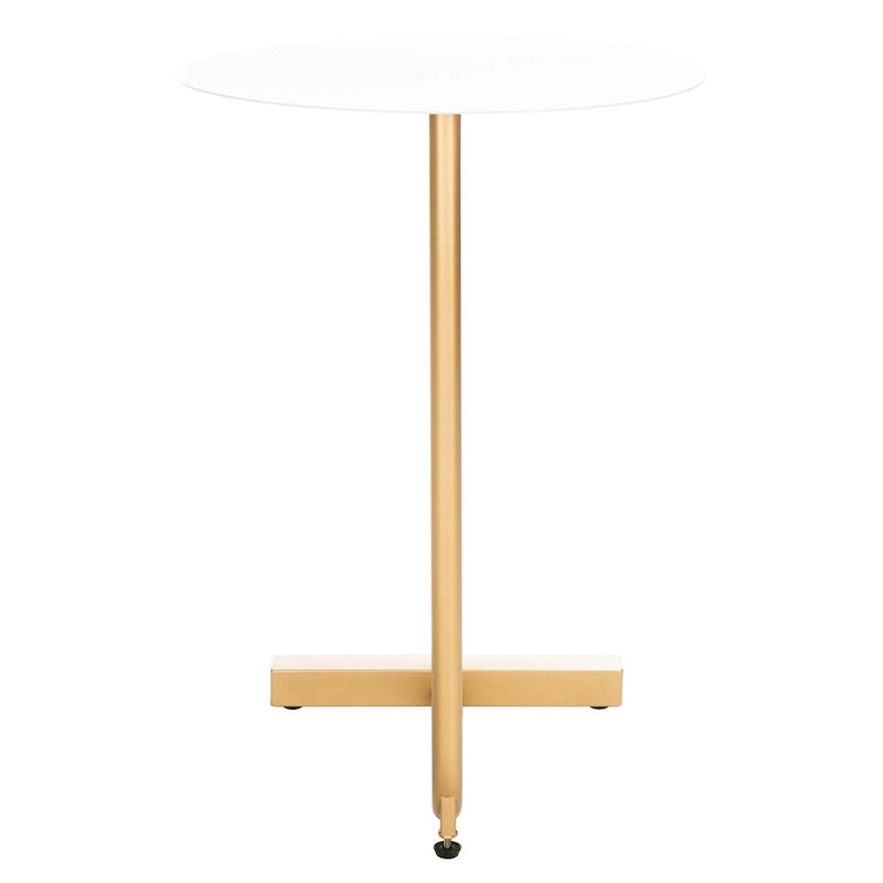 Table d'appoint ronde en forme de C avec cadre en métal doré