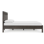 Lit king-size avec tête de lit découpée, finition bois gris, 4 tiroirs latéraux