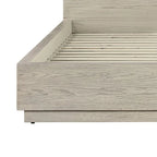 Cadre de lit plateforme King Size avec tête de lit haute, profil bas, gris