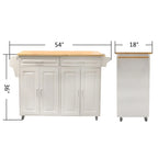 Meuble desserte de cuisine roulant avec plateau en bois et placard de rangement