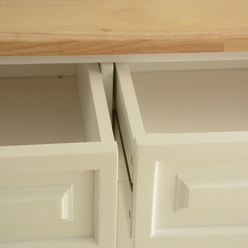 Meuble desserte de cuisine roulant avec plateau en bois et placard de rangement