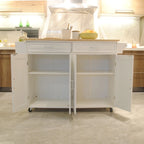 Meuble desserte de cuisine roulant avec plateau en bois et placard de rangement