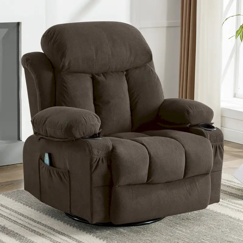 Fauteuil inclinable manuel avec massage, chaleur et pivotement à 360°