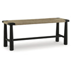 Banc d'appoint à cadre en bois noir avec revêtement en jute naturelle - 48,13 l x 16,13 P x 18 H