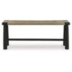 Banc d'appoint à cadre en bois noir avec revêtement en jute naturelle - 48,13 l x 16,13 P x 18 H