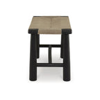 Banc d'appoint à cadre en bois noir avec revêtement en jute naturelle - 48,13 l x 16,13 P x 18 H