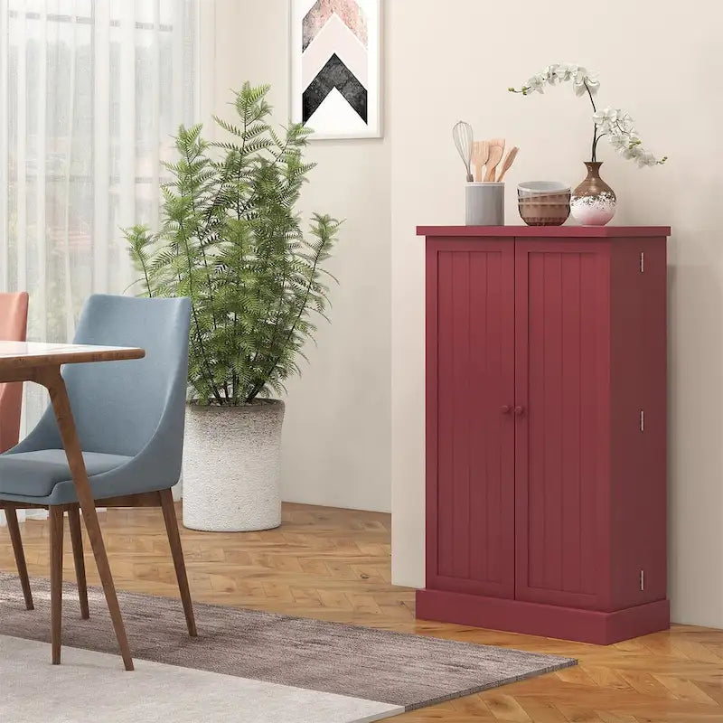 Armoire de rangement à 5 niveaux avec doubles portes et 12 étagères latérales