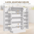 Armoire de rangement à 5 niveaux avec doubles portes et 12 étagères latérales