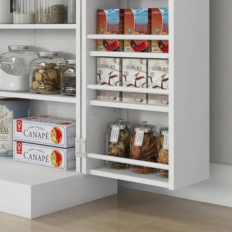 Armoire de rangement à 5 niveaux avec doubles portes et 12 étagères latérales