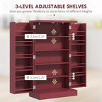Armoire de rangement à 5 niveaux avec doubles portes et 12 étagères latérales