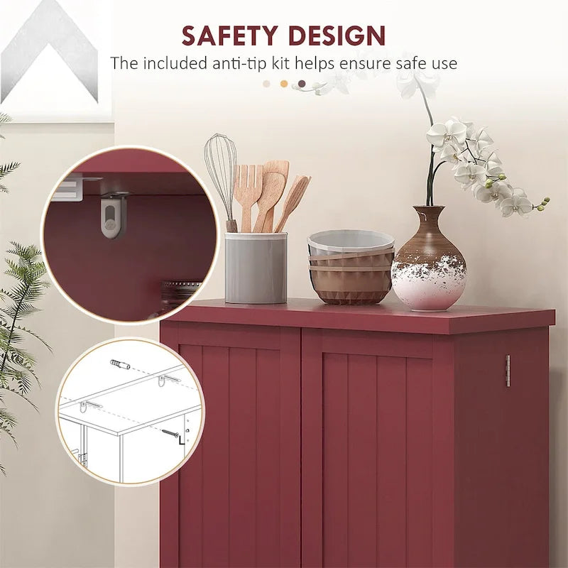 Armoire de rangement à 5 niveaux avec doubles portes et 12 étagères latérales
