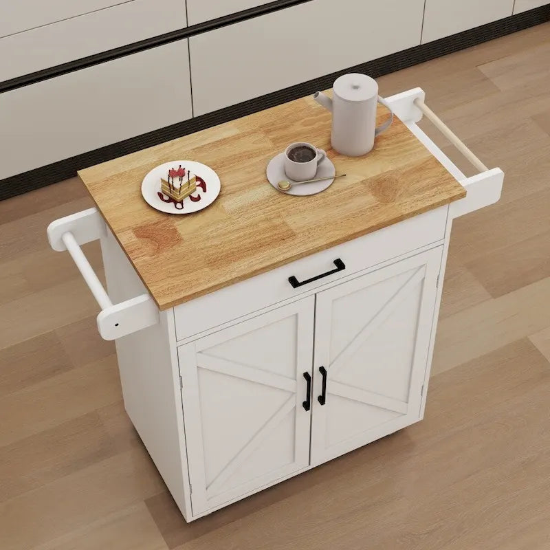 Desserte de cuisine roulante avec tiroirs, porte-serviettes et porte-épices