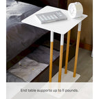 Table d'appoint en C, structure en acier avec pieds en bois, supporte 5 kg - 35 x 35 x 55 cm