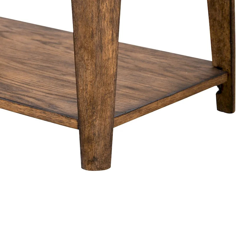 Table d'appoint avec plateau en bois et étagère inférieure