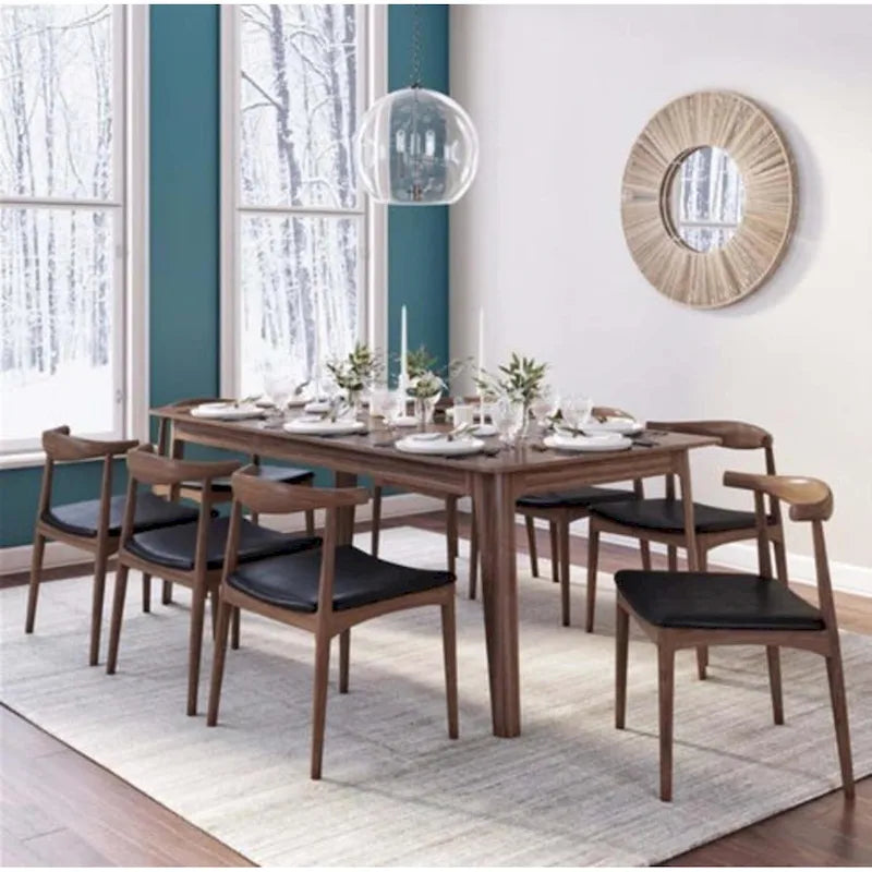 Chaise de salle à manger sans accoudoirs avec cadre en bois et assise rembourrée