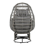 Chaise de Patio en Osier en Forme d'Œuf avec Pivotement à 360°, Base à Bascule et Coussins