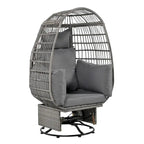 Chaise de Patio en Osier en Forme d'Œuf avec Pivotement à 360°, Base à Bascule et Coussins