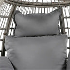 Chaise de Patio en Osier en Forme d'Œuf avec Pivotement à 360°, Base à Bascule et Coussins