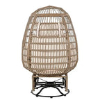 Chaise de Patio en Osier en Forme d'Œuf avec Pivotement à 360°, Base à Bascule et Coussins