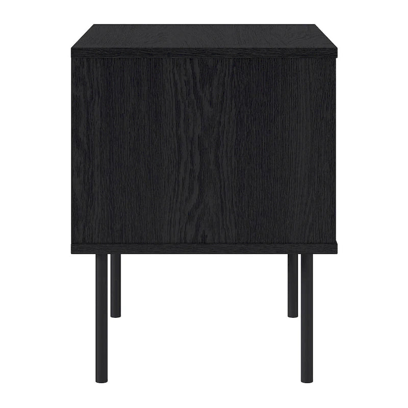 Table d'appoint cannelée avec tiroir et pieds en métal