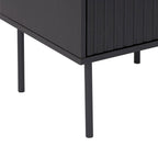 Table d'appoint cannelée avec tiroir et pieds en métal