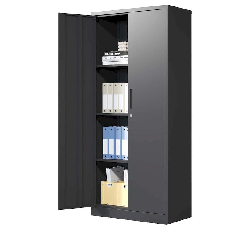 Armoire de rangement de garage en métal avec portes verrouillables et 3 étagères réglables