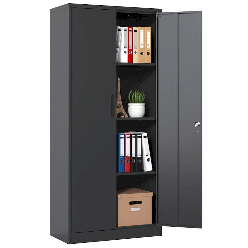 Armoire de rangement de garage en métal avec portes verrouillables et 3 étagères réglables